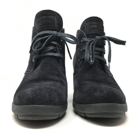 Prada Wedge Ankle Boots Booties Size 37.5/7.5 US - Picture 10 of 11